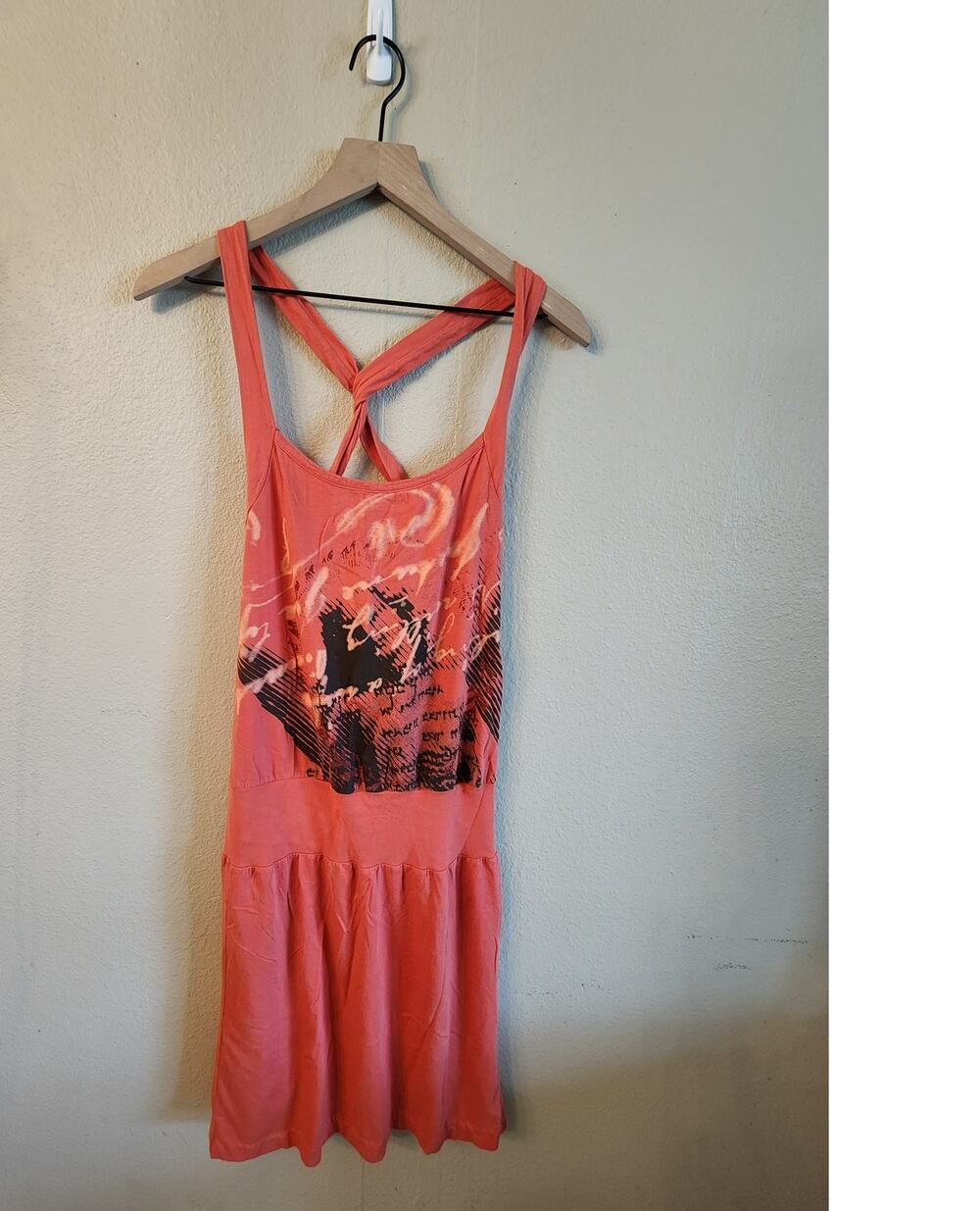 Drifter Women's Knit Dress SZ Small Drop Waist Crossed Straps Y2K
